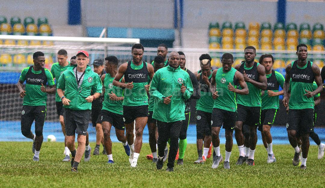 Mikel leads the Super Eagles training in Asaba