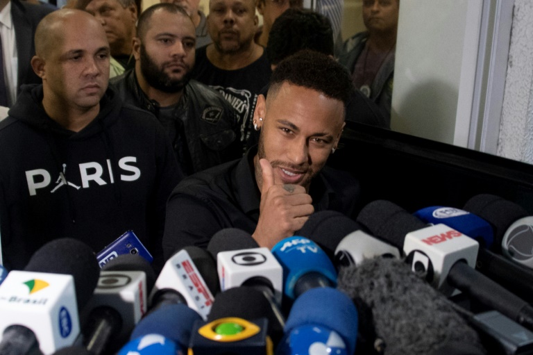 Neymar thanked his fans after he gave a statement at a Rio de Janeiro police station in a case involving a woman who says he raped her