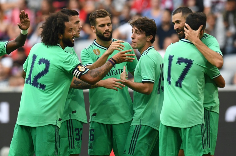 Real Madrid forward Karim Benzema celebrates scoring
